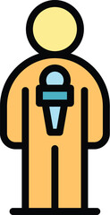 Poster - Camera reporter interview icon outline vector. Media studio. Press report color flat