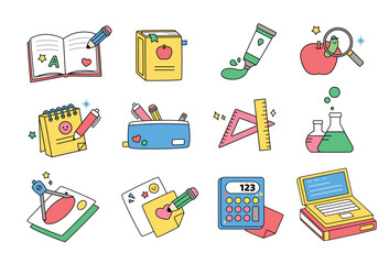Poster - Back to school. A collection of cute educational objects.