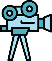 Poster - Tv video camera icon outline vector. News studio. Talk reporter color flat