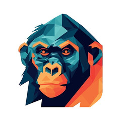 Poster - Geometric monkey mascot icon