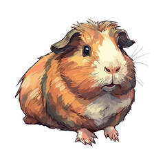 Wall Mural - Fluffy guinea pig sitting, cute and cuddly