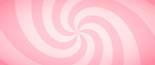 Candy Color Sunburst Wallpaper. Abstract Pink Cream Sunbeams Design Background. Spinning Lines For Template, Banner, Poster, Flyer. Sweet Rotating Cartoon Swirl Or Whirlpool. Vector Warped Backdrop