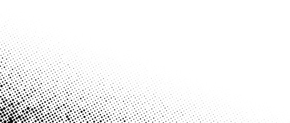 Corner halftone texture. Dotted gradient pattern background. Abstract faded comic pop art wallpaper. Vanishing spotted design backdrop for print, banner, poster, flyer, cover. Vector illustration