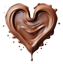 Melted Chocolate Heart Shaped Isolated.