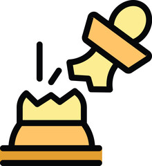 Poster - Cracked chess piece icon outline vector. Online game. Computer play color flat