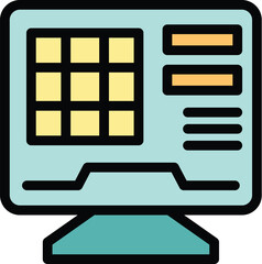 Poster - Game monitor icon outline vector. Chess board. Computer bet color flat