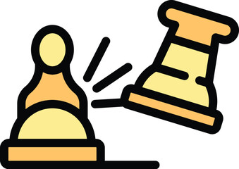 Poster - Chess bet icon outline vector. Online game. Queen board color flat