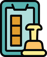 Poster - Mobile chess icon outline vector. Online game. Business design color flat
