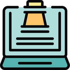 Poster - Computer chess game icon outline vector. Online board. Bet story color flat
