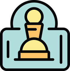 Poster - Social chess icon outline vector. Game board. Computer bet color flat