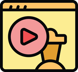 Poster - Web chess play icon outline vector. Online board. Computer bet color flat