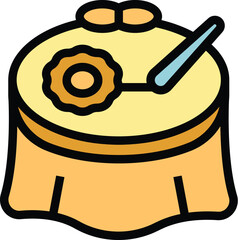 Poster - Embroidery table icon outline vector. Craft art. Studio fabric color flat