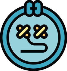Poster - Lady embroidery icon outline vector. Art studio. Sew knit color flat
