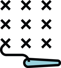 Poster - Embroidery needle icon outline vector. Craft art. Sewing class color flat