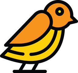 Poster - cute sparrow icon outline vector. animal bird. flying bird color flat
