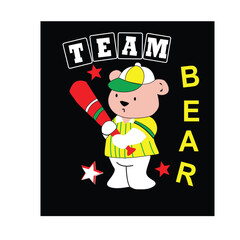 Wall Mural -  team bear t shirt print vector art.