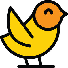 Poster - happy sparrow icon outline vector. house tree. small flying color flat