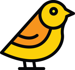 Poster - childish sparrow icon outline vector. house bird. fly animal color flat