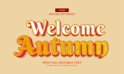 Canvas Print - Vector design editable text effect, welcome autumn text