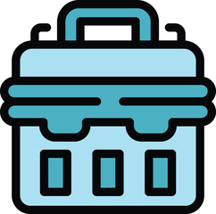 Sticker - Toolbox icon outline vector. Tool box. Repair case color flat