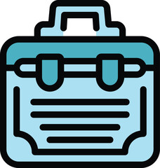 Poster - Hammer toolbox icon outline vector. Kit case. Car bag color flat