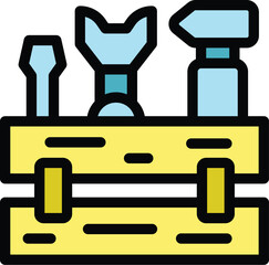 Poster - Open toolbox icon outline vector. Tool case. Repair box color flat