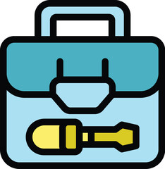 Poster - Hand toolbox icon outline vector. Tool box. Case repair color flat