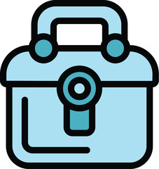 Poster - Closed toolbox icon outline vector. Tool case. Home equipment color flat