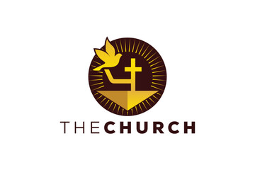 Wall Mural - Trendy and Professional letter Y church sign Christian and peaceful vector logo design