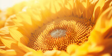 A Close-up View Of A Sunflower's Intricate Spiral Pattern, Highlighting The Natural Beauty And Detail Of Its Petal Arrangement.