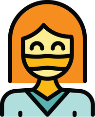 Poster - face skin protection icon outline vector. health disease. allergic disease color flat