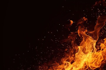 Wall Mural - black fire covering spark dust light concept isolated effect black background background light reali
