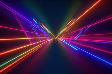 Poster - background trap lights club laser bright background angle lines abstract abstract psychedelic colors 3d show rainbow rendering game vibrant colourful ultraviolet cor neon glowing play colours