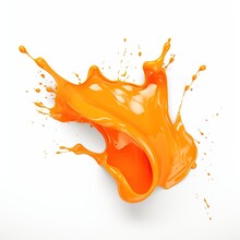 3d Orange Paint Splat Isolated Object In White Background