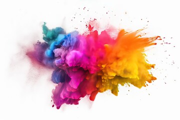 Wall Mural - abstract hindu festive bang splash ash explode texture white colours spray holi explosion multicolor