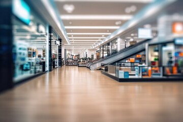 Poster - abstract modern store luxury shopping people outlet space modern department copy store bokeh Blurred shop blur defocused defocused background interior mall life department background fashion urban