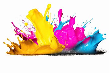 Wall Mural - background colourful paint white paint splash liquid paint white splash spectrum background isolated cmyk shop CMYK wave stress wild colourful move print splash splash mix isolated color ink symbol