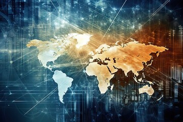 Poster - corporation blue concepts worldwide background partner datum network global series website cyberspace connect Best global earth Internet globe map business abstract co business Concept space future
