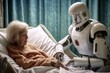 Robot taking care of the elderly in a nursing home in Future Generative AI.