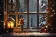 wooden house christmas wood white december christmas light fireplace outside snow warm winter holiday Christmas decoration home window cold interior tree sill background year window sill season new