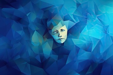 Poster - presentation soft triangle glistering polygonal template abstract bright background geometry line background wallpaper blue decoration blue low concept shine graphic polygon low poly business light