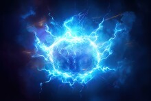 Time Space Lightning Explosion Plasma Travel Power Ring Lightning F Glow Magic Ball Background Blue Blast Abstract Glowing Field Fractal Electric Illustration Blue Nuclear Energy Plasma Light White