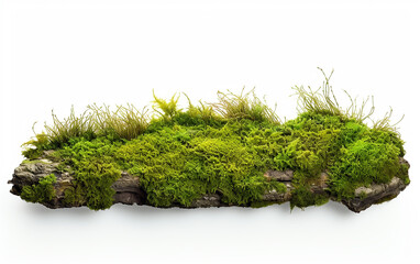Wall Mural - Green moss on white background