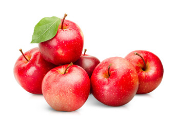 Sticker - six red apples on a white isolated background