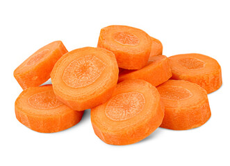 Wall Mural - sliced carrots in circles on white isolated background