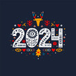 2024 Merry Christmas Folk Calligraphy Template. 