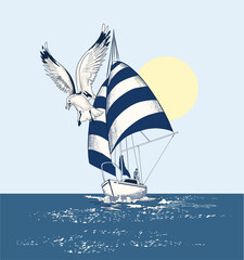 Canvas Print - Classical yachting. sketch sail graphic design.Can be used as t shirt printing design