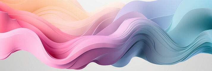 Wall Mural - Abstract pastel colors 3d background. 3d wave banner. Abstract three-dimensional background in soft pastel colors