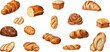 © EnelEva - Set of breads in various styles on a white background. Generative AI
