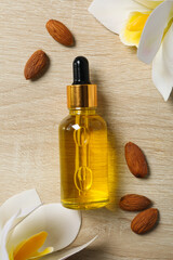 Wall Mural - Skin care and body care concept - almonds, almond oil